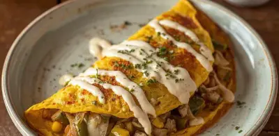 Omelette poblano con salsa cremosa y queso, el rey del brunch