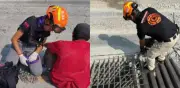 Abuelito de 63 años se esconde en alcantarilla y es rescatado en Monterrey