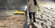 Granizada cubre de blanco calles de Cuajimalpa tras intensa tormenta en CDMX