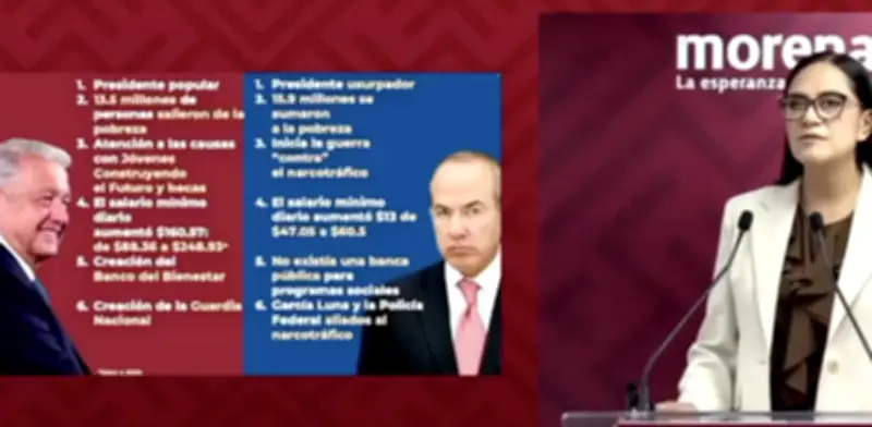 Ariadna Montiel contrasta logros de AMLO con gobierno de Felipe Calderón